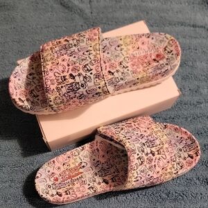 BOBS from Skechers Pink and Yellow Slippers with Sparkly Design